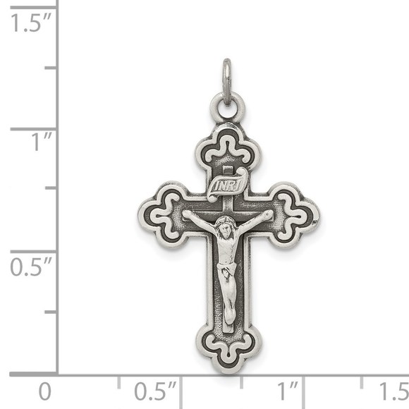 Million Charms 925 Sterling Silver Antiqued INRI Crucifix Necklace Charm Pendant - Picture 3 of 4